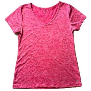 Zelos pink & white heathered short sleeve v-neck t-shirt tee shirt size Small AS